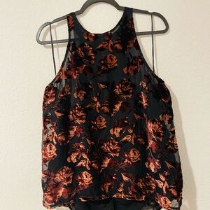 Adiva Floral Velour Women's Top - Black and Mulberry